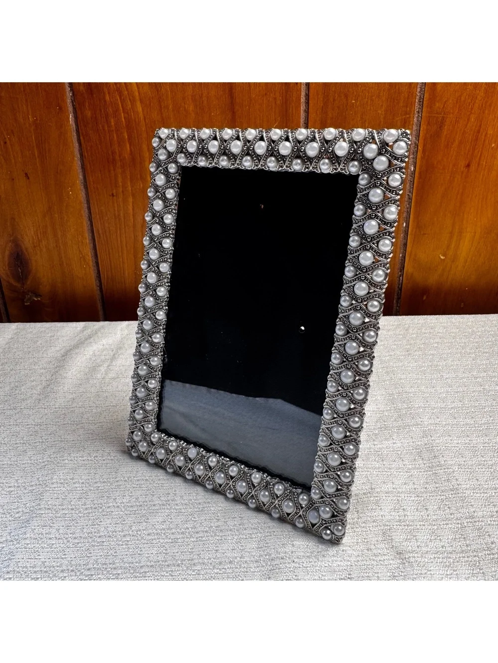 Vintage Nicole Miller New York 4x6 Picture Frame with Faux Pearl Border